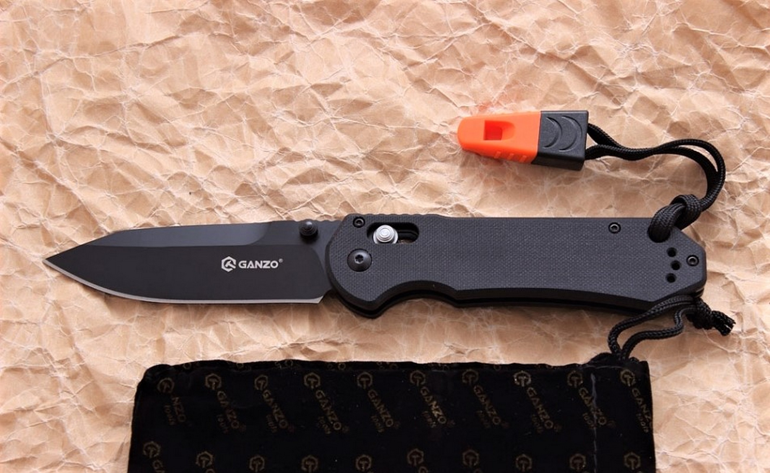 Klapp Taschen Einhand Outdoor Freizeit Angeln Zelten Messer GANZO G7453-WS Schw